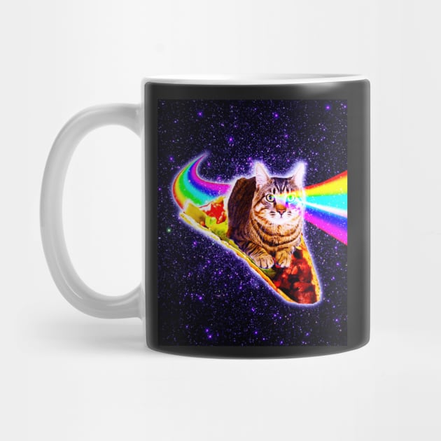 Rainbow Laser Eyes Galaxy Cat Riding Taco by Random Galaxy